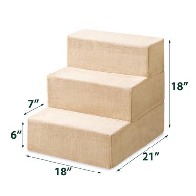 Show full view: Zinus Comfort Cat & Dog Stairs, Cream, Medium, 3 Step slide 9 of 10