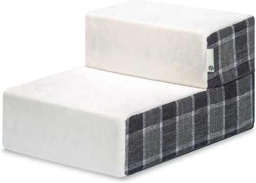 Show full view: Zinus Easy Cat & Dog Stairs, Grey Checkered, X-Small, 2 Step slide 2 of 8