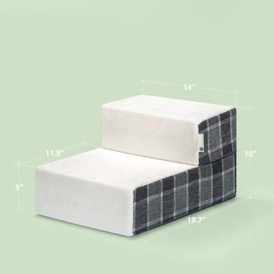 Show full view: Zinus Easy Cat & Dog Stairs, Grey Checkered, X-Small, 2 Step slide 7 of 8