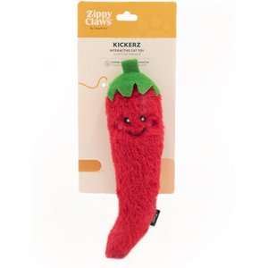 ZippyClaws Kickerz Pepper Cat Plush Toy with Catnip, Red