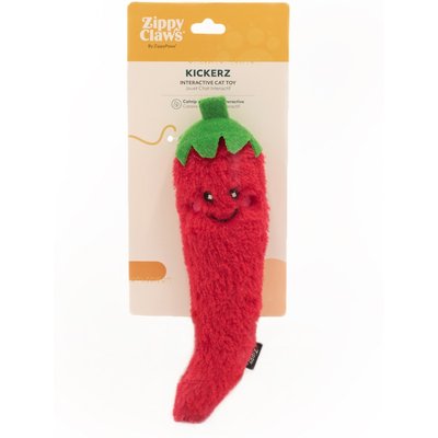 ZippyClaws ZippyClaws Kickerz Pepper Cat Plush Toy with Catnip, Red