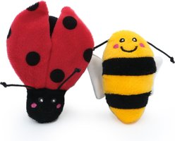 ZippyClaws Ladybug & Bee Cat Plush Toy with Catnip, 2 count