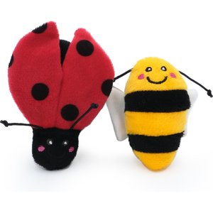 ZippyClaws Ladybug & Bee Cat Plush Toy with Catnip, 2 count