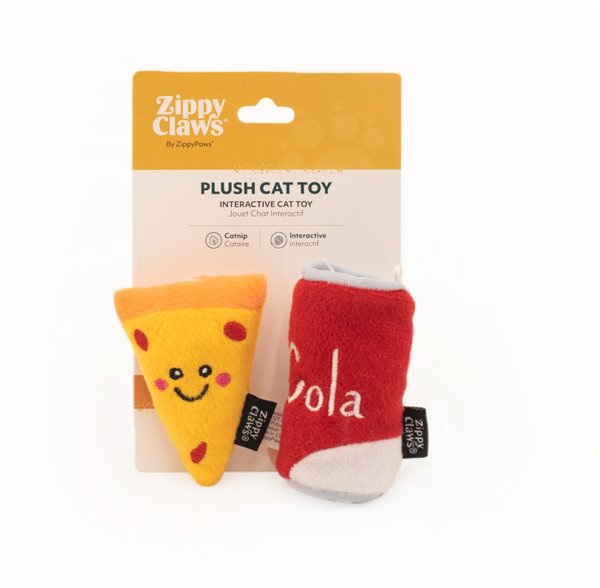 ZippyClaws NomNomz Pizza & Cola Cat Plush Toy with Catnip
