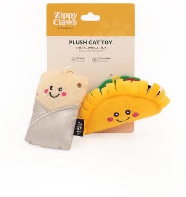 Show full view: ZippyClaws NomNomz Taco & Burrito Cat Plush Toy with Catnip slide 3 of 3