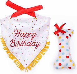 ZippyPaws Birthday Bandana & Bone Dog Plush Toy, White/Red, 2 count slide 2 of 2