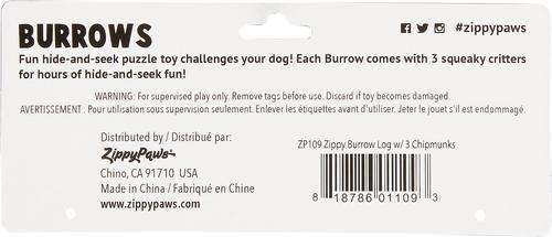 Show full view: ZippyPaws Burrow Squeaky Hide & Seek Plush Dog Toy, Log & Chipmunks slide 4 of 10