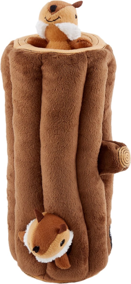 ZippyPaws Burrow Squeaky Hide & Seek Plush Dog Toy, Chipmunk 'n Acorn