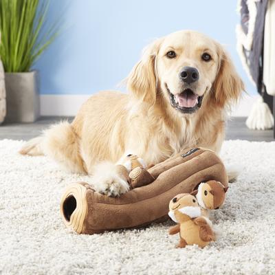 Show full view: ZippyPaws Burrow Squeaky Hide & Seek Plush Dog Toy, Log & Chipmunks slide 8 of 10