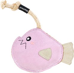 ZippyPaws EcoZippy Suede & Rope Buddies Angler Fish Dog Plush Toy, Pink