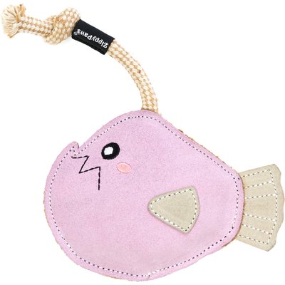 ZippyPaws ZippyPaws EcoZippy Suede & Rope Buddies Angler Fish Dog Plush Toy, Pink