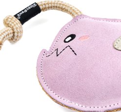 ZippyPaws EcoZippy Suede & Rope Buddies Angler Fish Dog Plush Toy, Pink slide 2 of 5