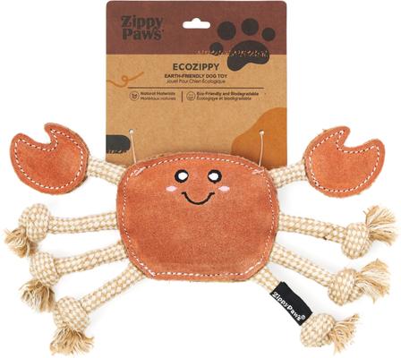 Show full view: ZippyPaws EcoZippy Suede & Rope Buddies Crab Dog Plush Toy, Red slide 6 of 7