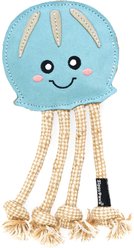 ZippyPaws EcoZippy Suede & Rope Buddies Jellyfish Dog Plush Toy, Blue