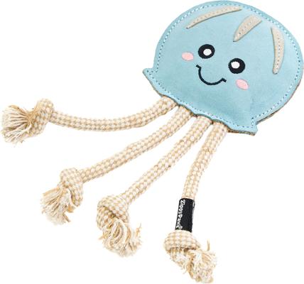 Show full view: ZippyPaws EcoZippy Suede & Rope Buddies Jellyfish Dog Plush Toy, Blue slide 3 of 6