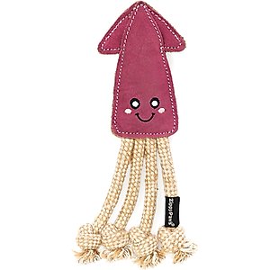 ZippyPaws EcoZippy Suede & Rope Buddies Squid Dog Plush Toy, Purple