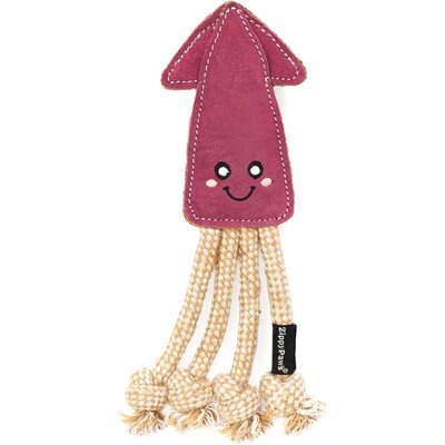 ZippyPaws ZippyPaws EcoZippy Suede & Rope Buddies Squid Dog Plush Toy, Purple
