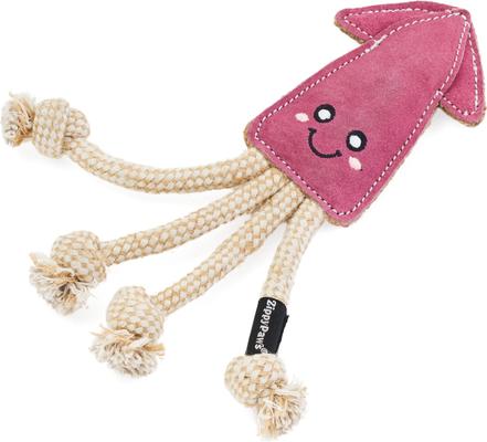 Show full view: ZippyPaws EcoZippy Suede & Rope Buddies Squid Dog Plush Toy, Purple slide 3 of 6