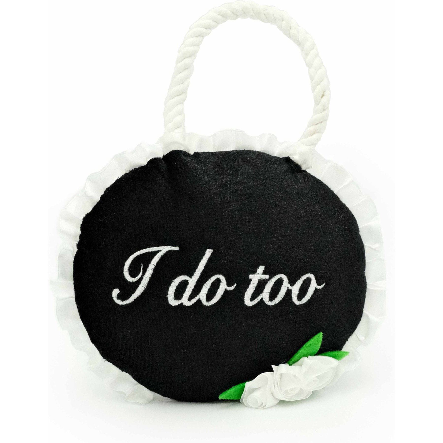 ZippyPaws "I Do Too" Wedding Sign Dog Plush Toy, White/Black