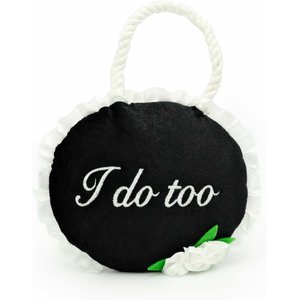 ZippyPaws "I Do Too" Wedding Sign Dog Plush Toy, White/Black