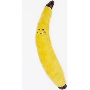 ZippyPaws Jigglerz Banana Dog Plush Toy, Yellow