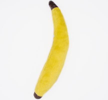 Show full view: ZippyPaws Jigglerz Banana Dog Plush Toy, Yellow slide 2 of 3