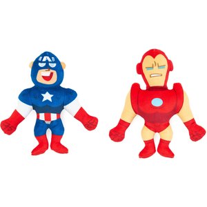 ZippyPaws Marvel Captain America & Iron Man Dog Plush Toy, Red/Blue, 2 count