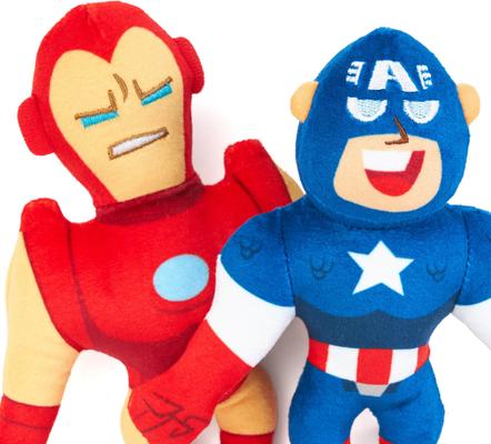 Show full view: ZippyPaws Marvel Captain America & Iron Man Dog Plush Toy, Red/Blue, 2 count slide 5 of 6