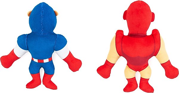Show full view: ZippyPaws Marvel Captain America & Iron Man Dog Plush Toy, Red/Blue, 2 count slide 2 of 6