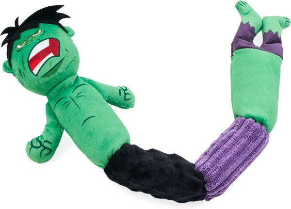 ZippyPaws Marvel Caterpillar Hero Hulk Dog Plush Toy, Green