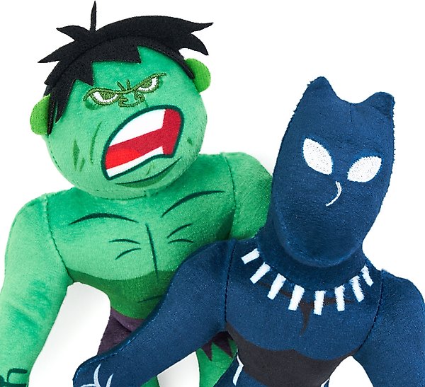 Show full view: ZippyPaws Marvel Hulk & Black Panther Dog Plush Toy, Green/Blue, 2 count slide 5 of 6