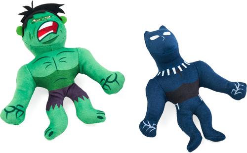 Show full view: ZippyPaws Marvel Hulk & Black Panther Dog Plush Toy, Green/Blue, 2 count slide 4 of 7