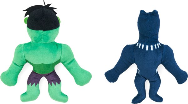Show full view: ZippyPaws Marvel Hulk & Black Panther Dog Plush Toy, Green/Blue, 2 count slide 2 of 6
