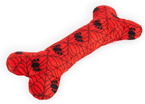 Show full view: ZippyPaws Marvel Jigglerz Spider-Man Bone Dog Plush Toy, Red slide 3 of 6