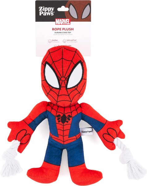 ZippyPaws Marvel Squeakie Crawler Spider-Man Dog Plush Toy, Red