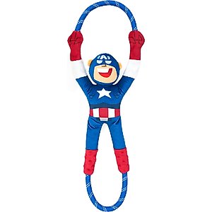 ZippyPaws Marvel RopeTugz Captain America Dog Plush Toy, Blue
