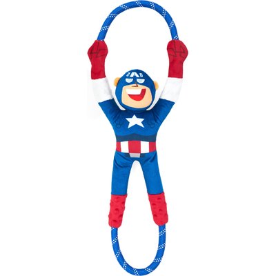 ZippyPaws ZippyPaws Marvel RopeTugz Captain America Dog Plush Toy, Blue