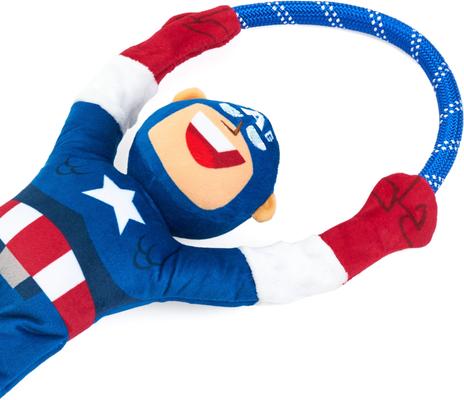 Show full view: ZippyPaws Marvel RopeTugz Captain America Dog Plush Toy, Blue slide 4 of 6