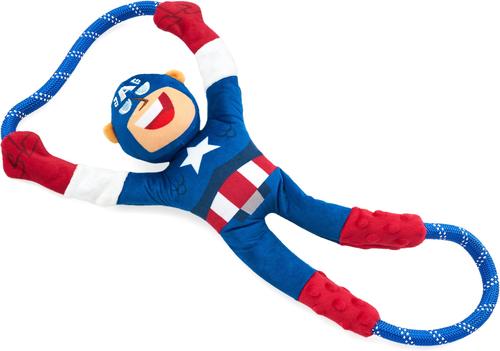 Show full view: ZippyPaws Marvel RopeTugz Captain America Dog Plush Toy, Blue slide 3 of 6