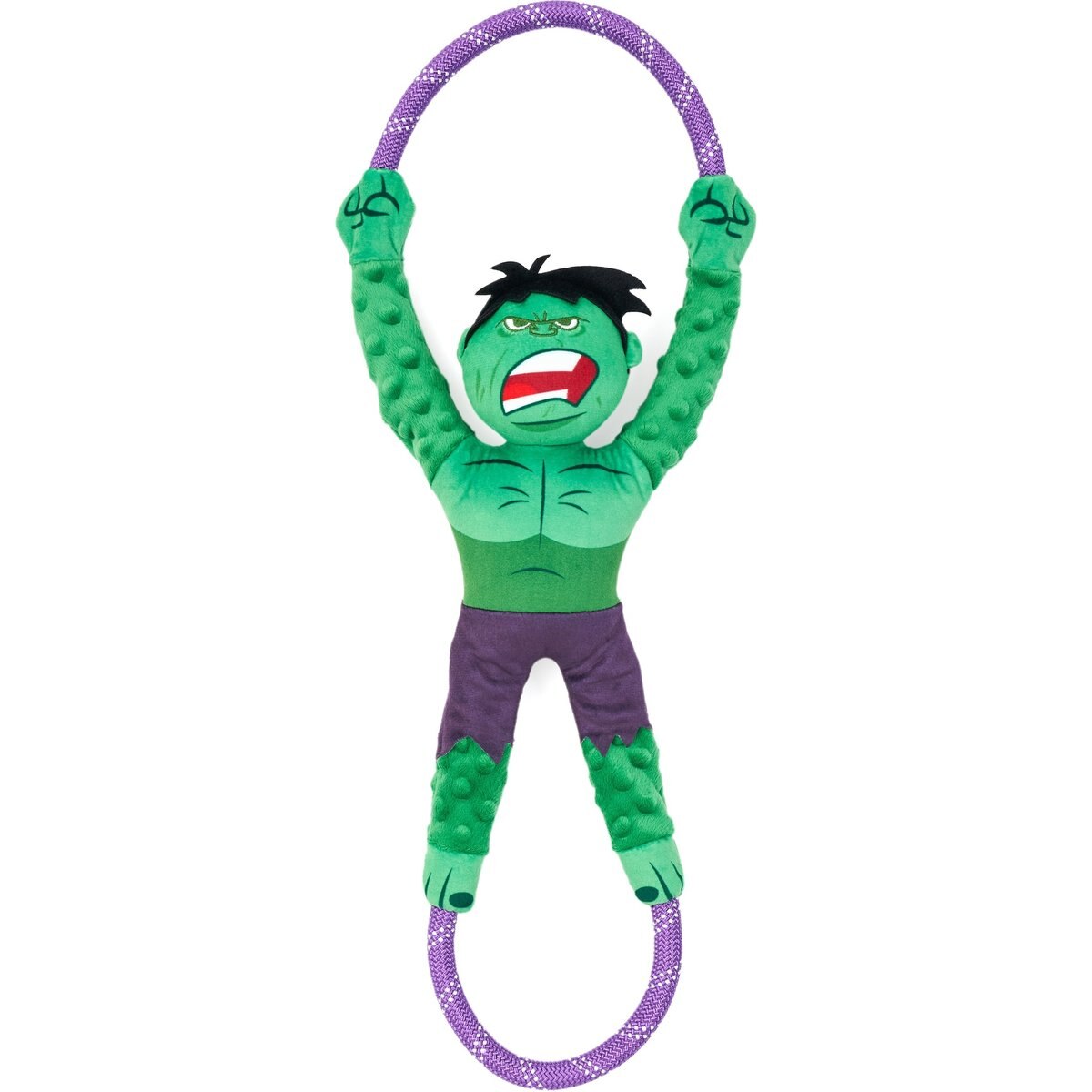 ZippyPaws Marvel RopeTugz Hulk Dog Plush Toy, Green