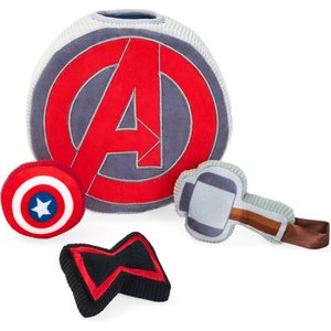 ZippyPaws Marvel Zippy Burrow Avengers Icons Dog Plush Toy, Red