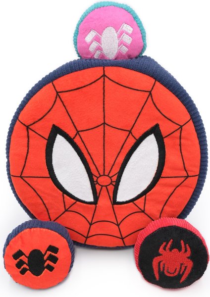 Show full view: ZippyPaws Marvel Zippy Burrow Spider-Man Dog Plush Toy, Red slide 1 of 4
