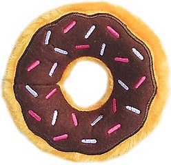 ZippyPaws Mini Donutz Squeaky Plush No Stuffing Dog Toy, Chocolate