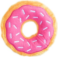 ZippyPaws Mini Donutz Squeaky Plush No Stuffing Dog Toy, Strawberry