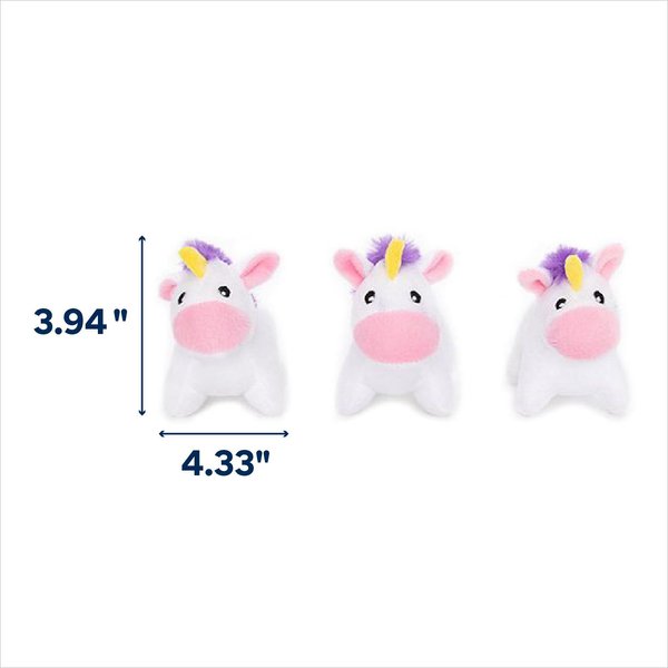 ZippyPaws Miniz Unicorns Dog Toy, 3 count