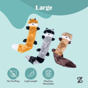 ZippyPaws Skinny Peltz No Stuffing Squeaky Plush Dog Toys, 3-pack, Large