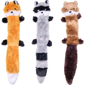 ZippyPaws Skinny Peltz No Stuffing Squeaky Plush Dog Toys, 3-pack, Large