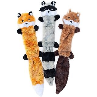 ZippyPaws Skinny Peltz No Stuffing Squeaky Plush Dog Toys, 3-pack, Large slide 1 of 4