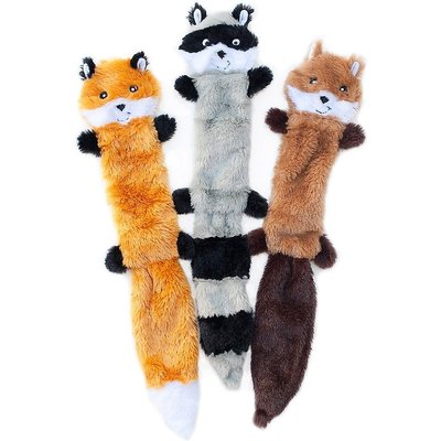 ZippyPaws ZippyPaws Skinny Peltz No Stuffing Squeaky Plush Dog Toys, 3-pack, Large