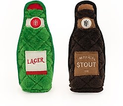 ZippyPaws Z-Stitch Happy Hour Crusherz Lager & Stout Dog Plush Toy, Green/Brown, 2 count slide 1 of 4